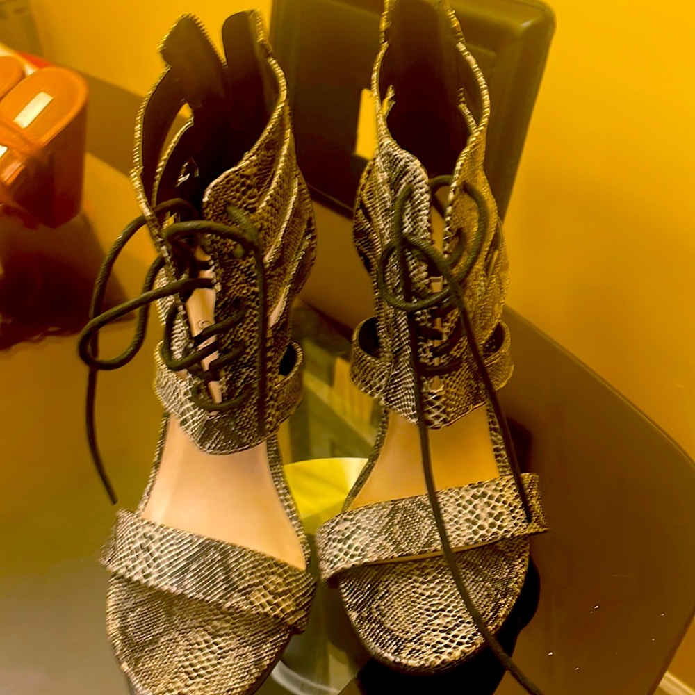 Black and white sandals